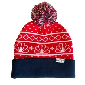 Sports Next Red Navy White Beanie Pom Pom Hat & Socks Matching Winter Set Unisex